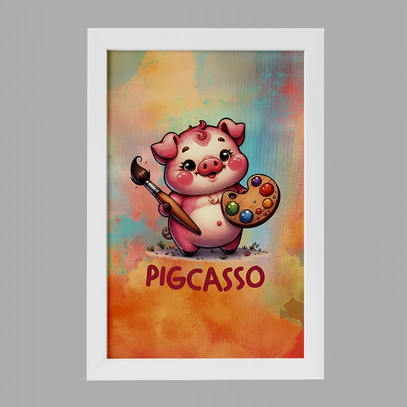 تابلو خندالو مدل خوک نقاش کد F7061