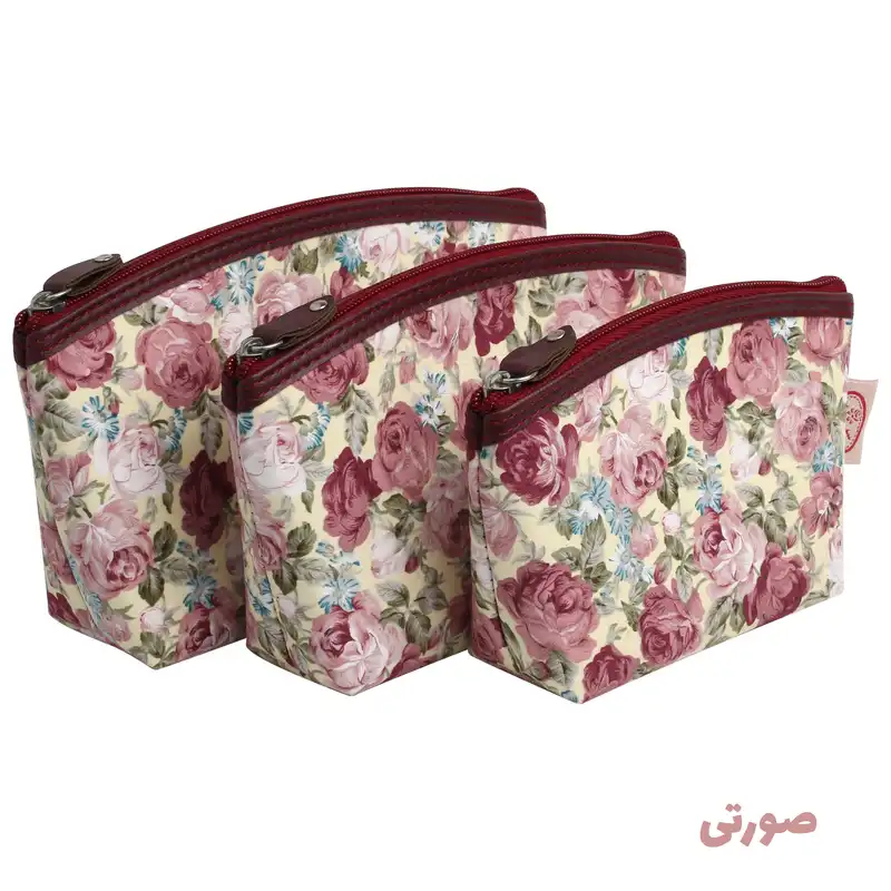 کیف لوازم آرایش زنانه سیب کد 15-Bgf مجموعه 3 عددی