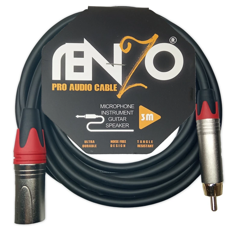 کابل اسپیکر مانیتورینگ رنزو آدیو RCA به XLR مدل RCX3 طول 3 متر