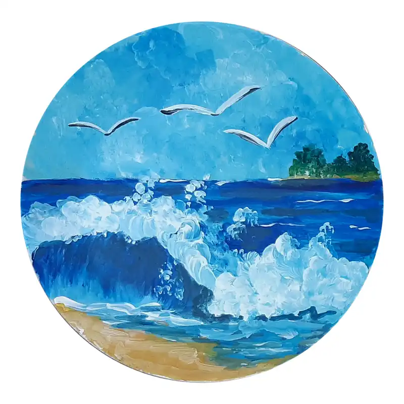 بشقاب دیوارکوب سفالی طرح ساحل کد D126-S25