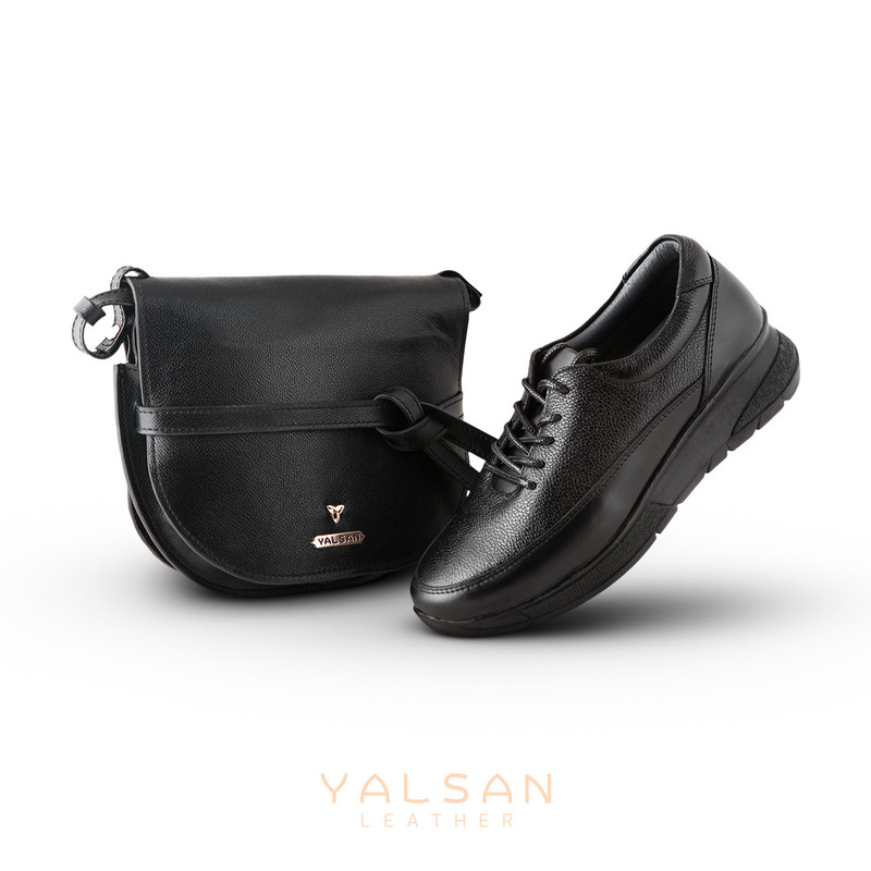 ست کیف و کفش زنانه چرم یلسان مدل برکه کد RUFIYA-MC-932-msk