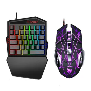 کیبورد و ماوس گیمینگ تی ولف مدل TF900، سوییچ ممبران، Tenkeyless، نورپردازی LED RGB