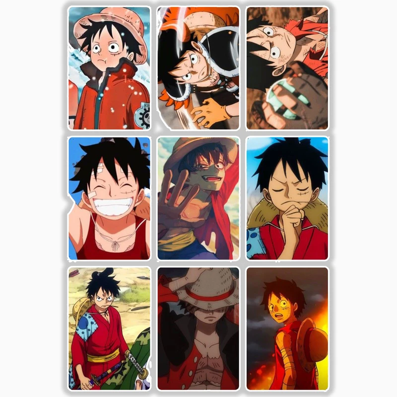 استیکر لپ تاپ و موبایل بووم طرح انیمه وان پیس مدل لوفی کد mm45 مجموعه 9 عددی