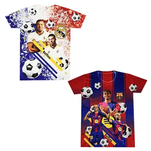 تی‌شرت آستین کوتاه ورزشی پسرانه مدل یامال و امباپه مجموعه 2 عددی