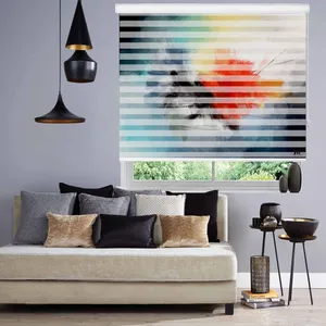 پرده زبرا زیو طرح watercolor-1 سایز 200x280 سانتی متر
