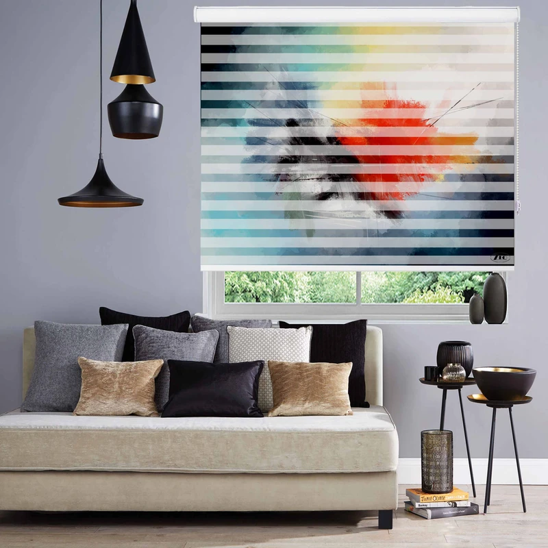 پرده زبرا زیو طرح watercolor-1 سایز 200x280 سانتی متر