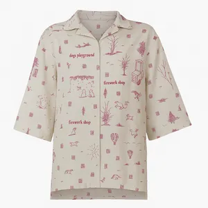 تونیک آستین سه ربع زنانه مدل لینن طرح بالون