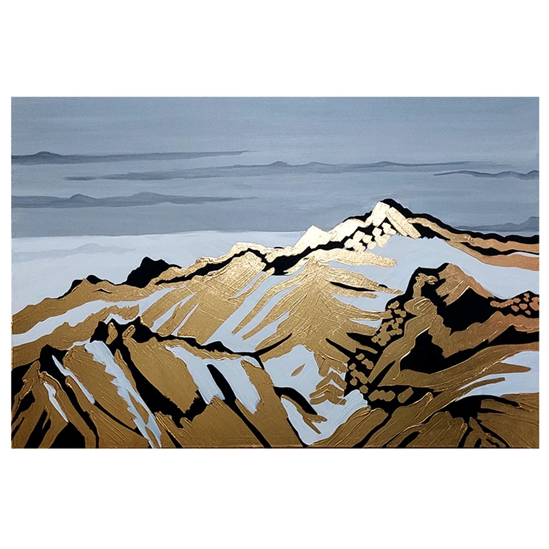 تابلو نقاشی ورق طلا طرح کوهستان برفی دکوراتیو کد 420