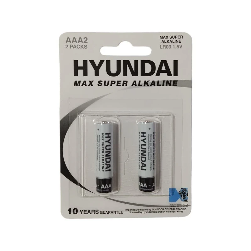 باتری نیم قلمی هیوندای مدل مکس سوپر آلکالاین  بسته دو عددی