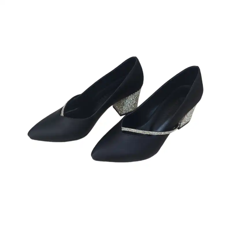 کفش زنانه مدل ZPO 56 ST ساتن نگین دار رنگ مشکی