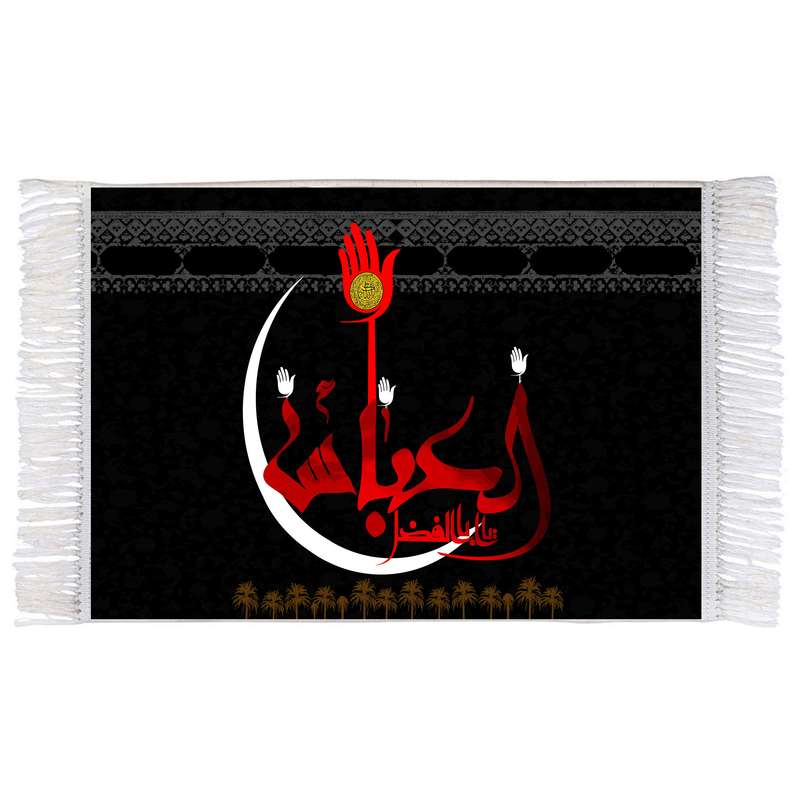 فرش ماشینی دیوارکوب اطلس آبی مدل اباالفضل عباس کد T4603