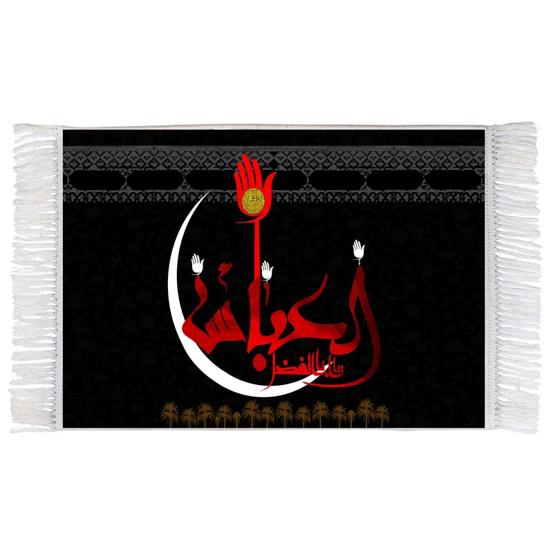 فرش ماشینی دیوارکوب اطلس آبی مدل اباالفضل عباس کد T4603