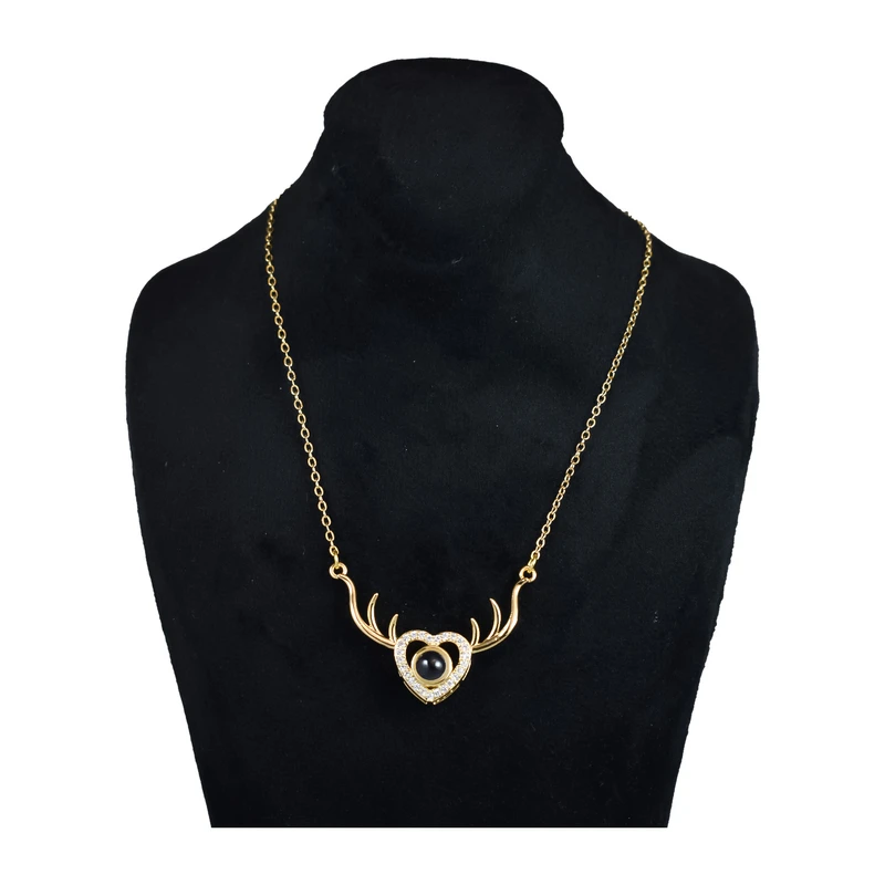 گردنبند دخترانه مدل دوستت دارم به صد زبان طرح گوزن