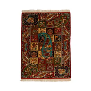 فرش دستبافت یک و نیم متری مدل گل ابریشم چله ابریشم گنبد کد 598335