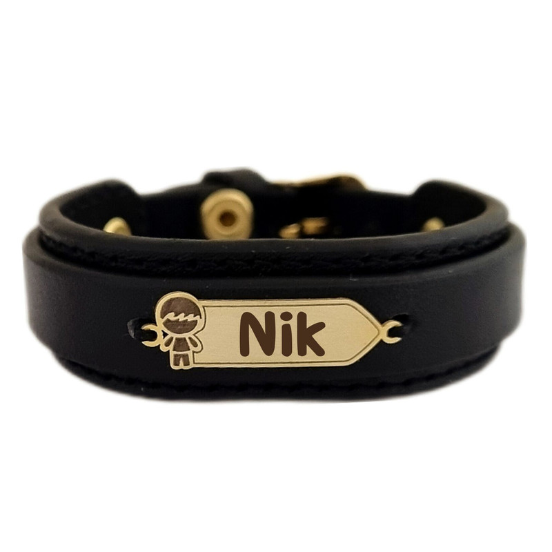 دستبند طلا 18 عیار بچگانه لیردا مدل اسم نیک KDK