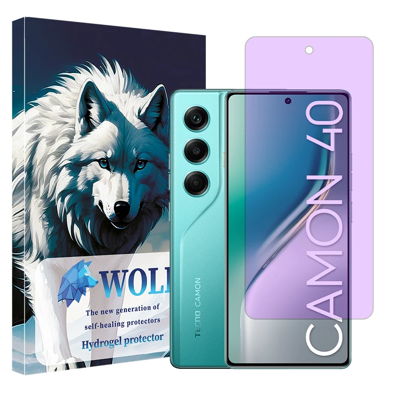محافظ صفحه نمایش آنتی پرپل ولف مدل هیدروژلی مناسب برای گوشی موبایل تکنو Camon 40
