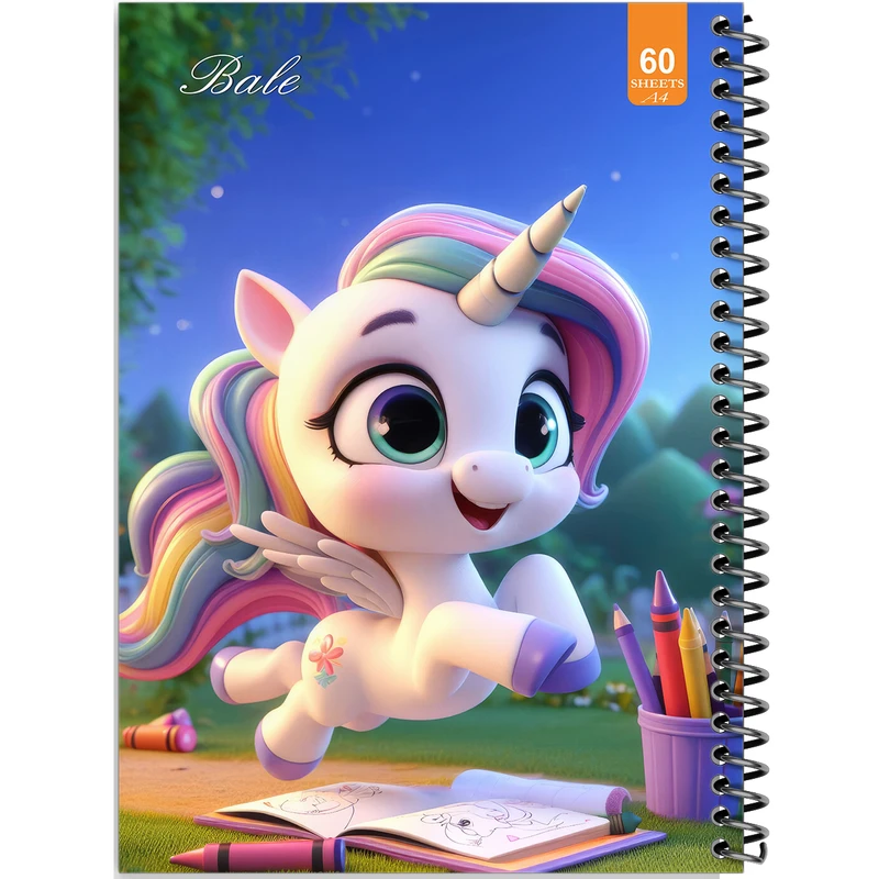 دفتر نقاشی 60 برگ انتشارات بله طرح فانتزی اسب تک شاخ خوشحال کد A4-O224