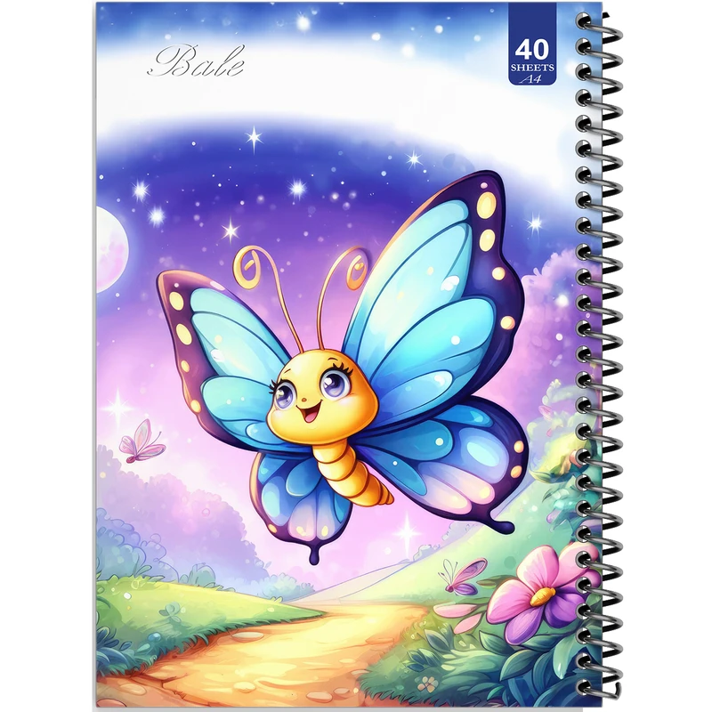دفتر نقاشی 40 برگ انتشارات بله طرح پروانه کد A4-K560