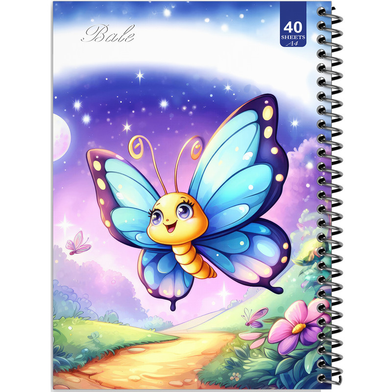 دفتر نقاشی 40 برگ انتشارات بله طرح پروانه کد A4-K560