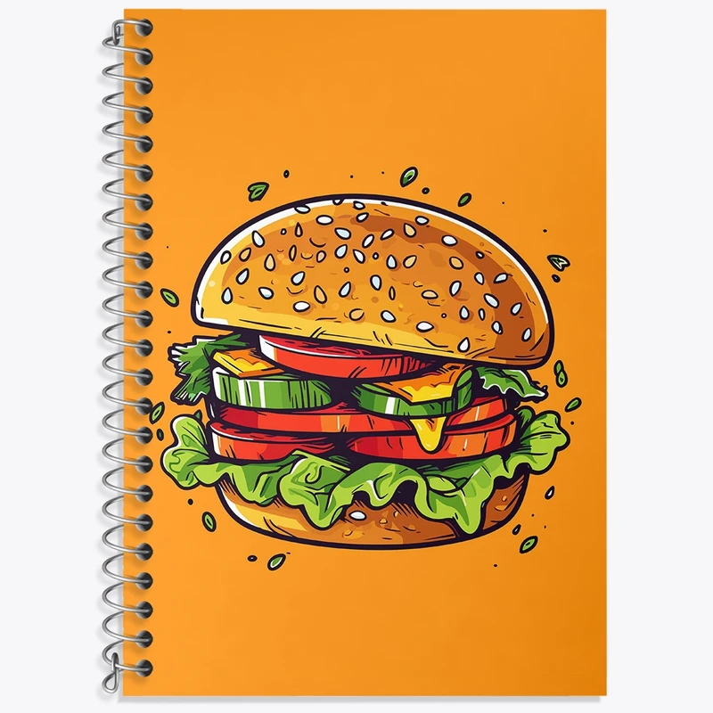 دفتر زبان 50 برگ خندالو مدل سه خط طرح فست فود (Fast Food) کد 36578