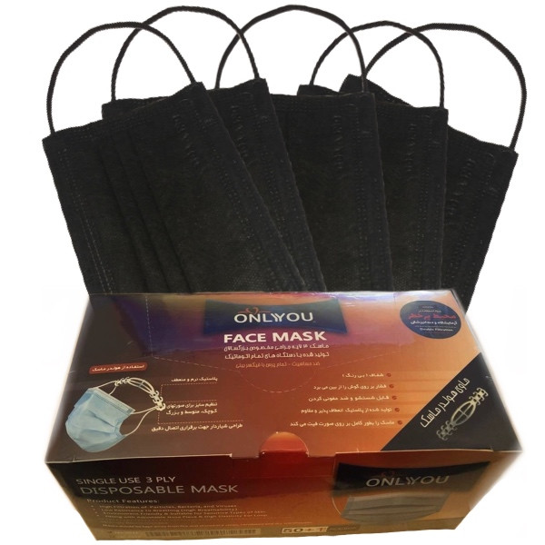 ماسک تنفسی اونلی یو مدل سه لایه CVLblk 501 بسته 50 عددی