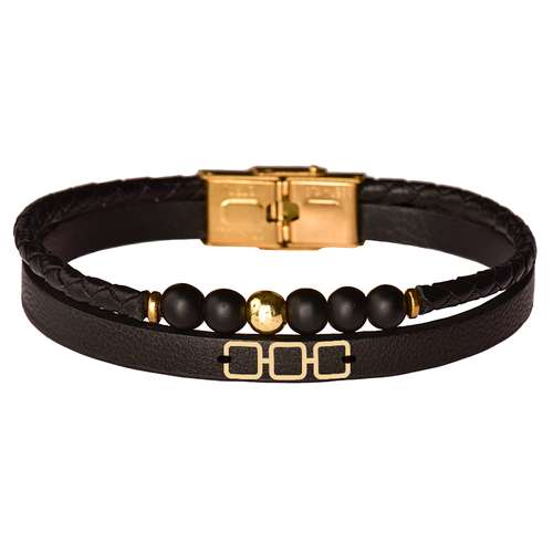  دستبند طلا 18 عیار مردانه کرابو طرح هندسی مدل Kr102356