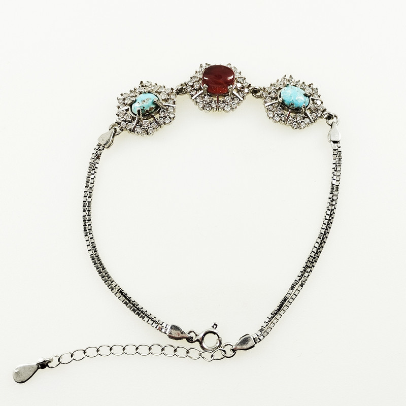 دستبند نقره زنانه سلین کالا مدل 2 سنگ کد 8