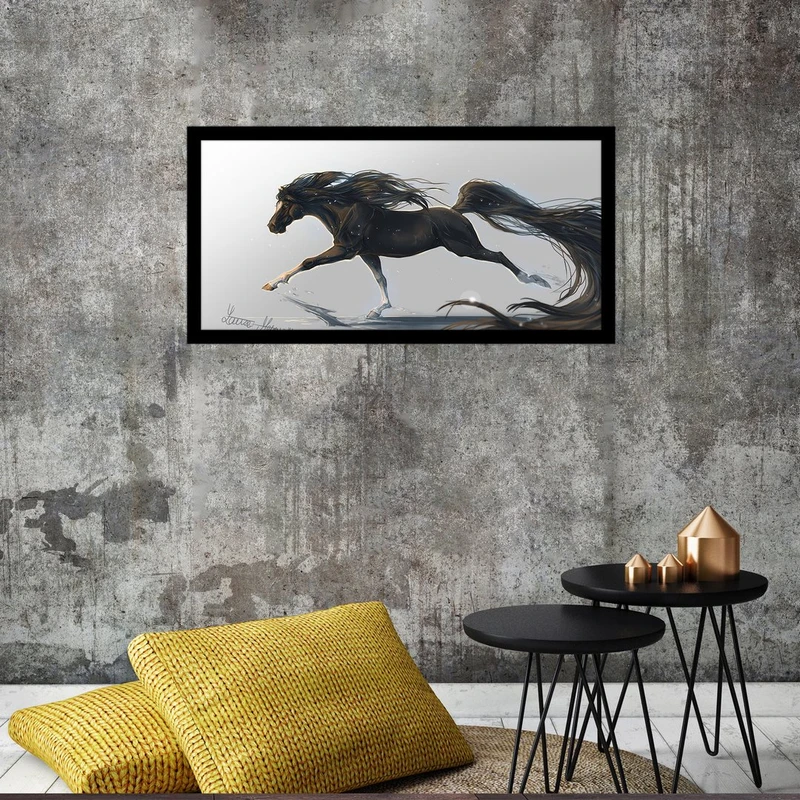 تابلو بکلیت طرح حیات وحش اسب مشکی مدل B-S2708