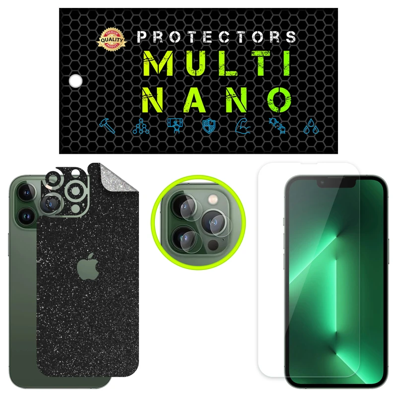 محافظ صفحه نمایش مولتی نانو مدل X-SLFG مناسب برای گوشی موبایل اپل iPhone 13 Pro Max به همراه برچسب پوششی پشت و محافظ لنز دوربین