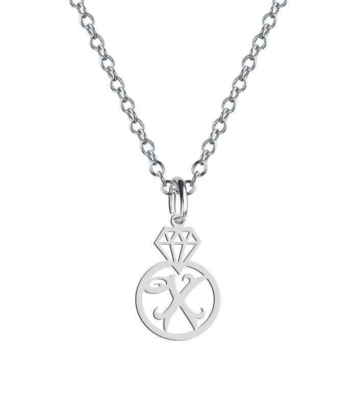 گردنبند نقره زنانه هایکا مدل الماس و حرف X کد n.ha2-858