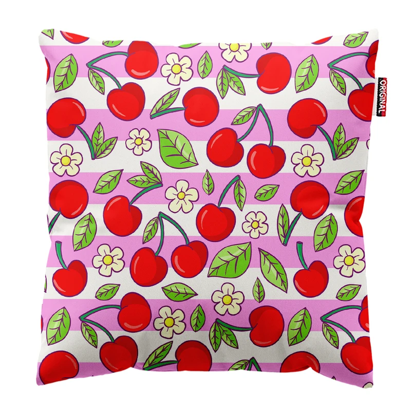 کوسن پاد آفرین مدل میوه ای طرح گیلاس کد PK402045 سایز 40*40 سانتی متر