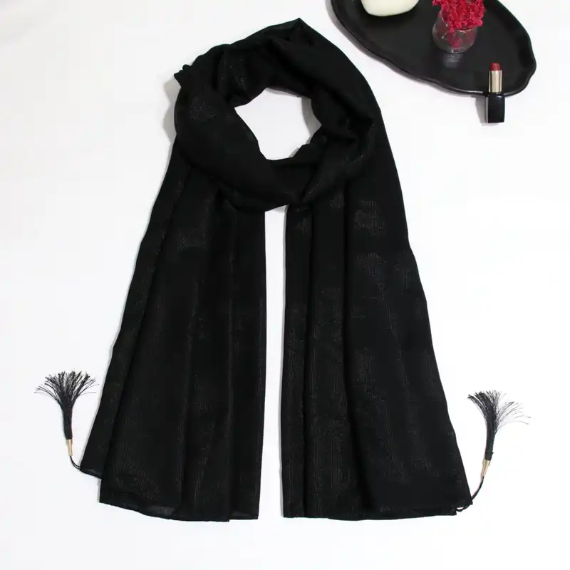 شال زنانه مدل حریر مزونی لمه دار کد 8020