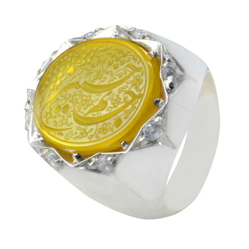 انگشتر نقره مردانه مدل عقیق خطی کد a73