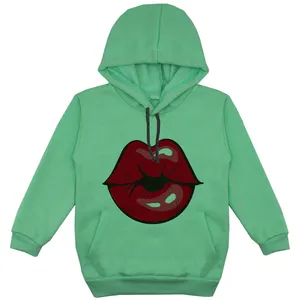 هودی دخترانه مدل لب F44 رنگ سبز