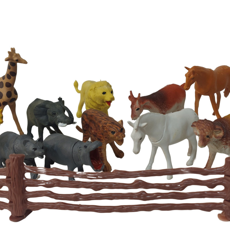 فیگور مدل باغ وحش حیوانات وحشی و اهلی بسته 15 عددی