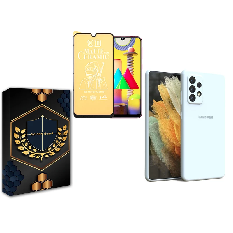 کاور گلدن گارد مدل سیلیکونی مناسب برای گوشی موبایل سامسونگ Galaxy A33 5G به همراه محافظ صفحه نمایش سرامیک مات