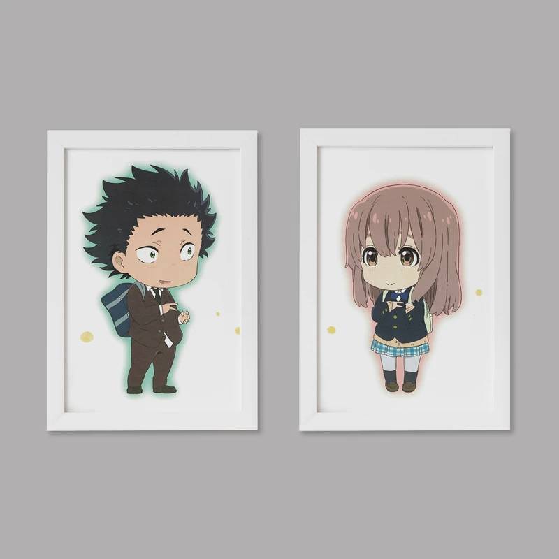 تابلو خندالو مدل دکوراتیو انیمه صدای خاموش A Silent voice کد M47 مجموعه 2 عددی