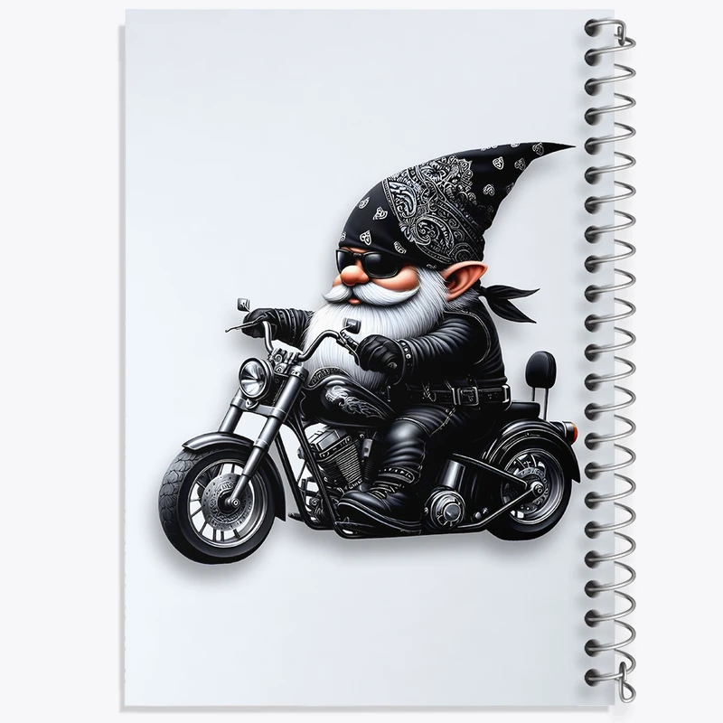 دفتر شطرنجی 50 برگ خندالو طرح کوتوله ی موتورسوار کد F6189