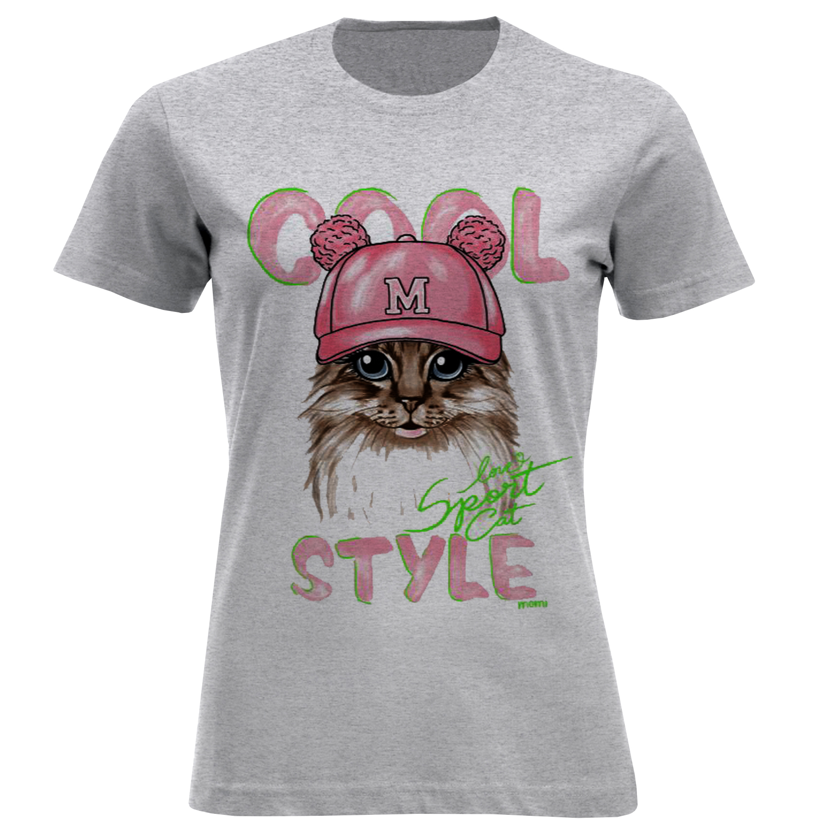 تی شرت آستین کوتاه زنانه مدل گربه کلاه F1472