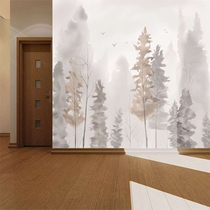 پوستر دیواری سه بعدی مدل نقاشی جنگل درخت DVRF2521