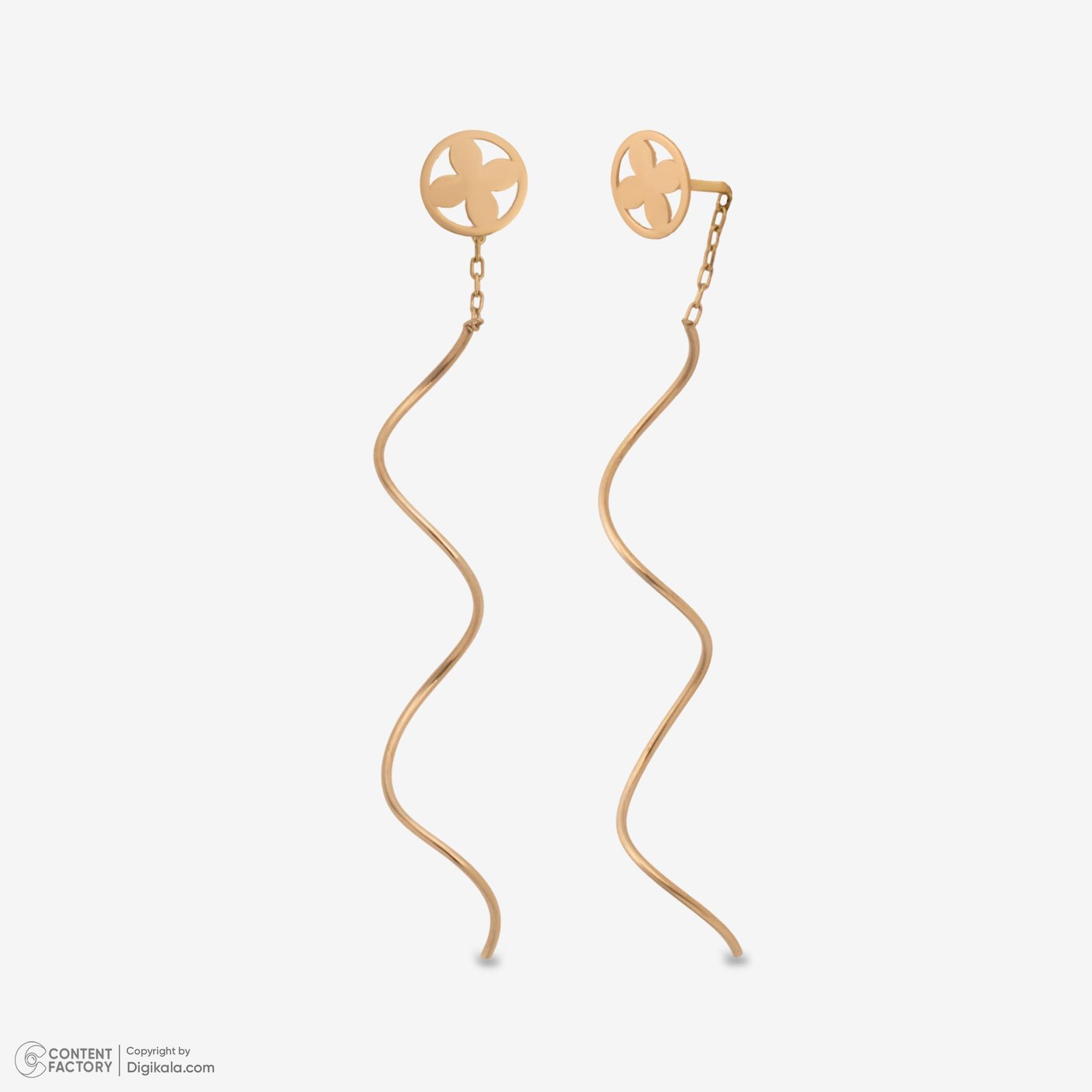 گوشواره آویز طلا 18 عیار زنانه حافا گلد مدل گل کد e009 -  - 5