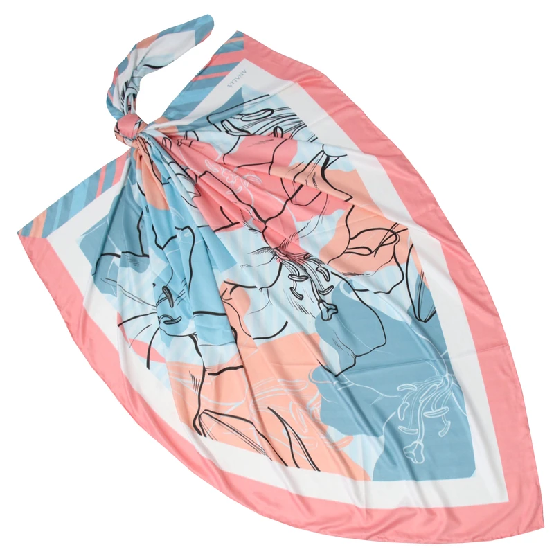 روسری زنانه آنالیا مدل ابریشم توییل لاکچری مزونی بهاره کد ana-3013