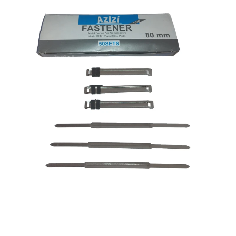 عکس شماره 4 : گیره بایگانی پوشه و کاغذ عزیزی کد 101 مدل fastener بسته 50 عددی