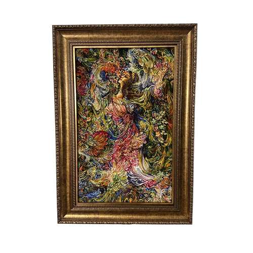 تابلو فرش دستبافت مدل مینیاتور بوی بهار کد 5386