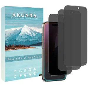 محافظ صفحه نمایش حریم شخصی آکوآرا مدل AKU pv3 مناسب برای گوشی موبایل اپل iPhone 16 Pro Max مجموعه سه عددی