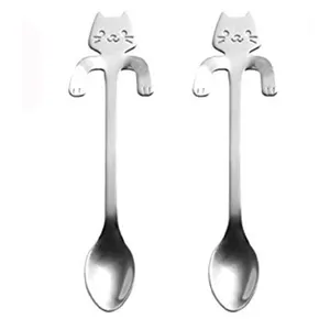 قاشق چای خوری طرح گربه بسته دو عددی