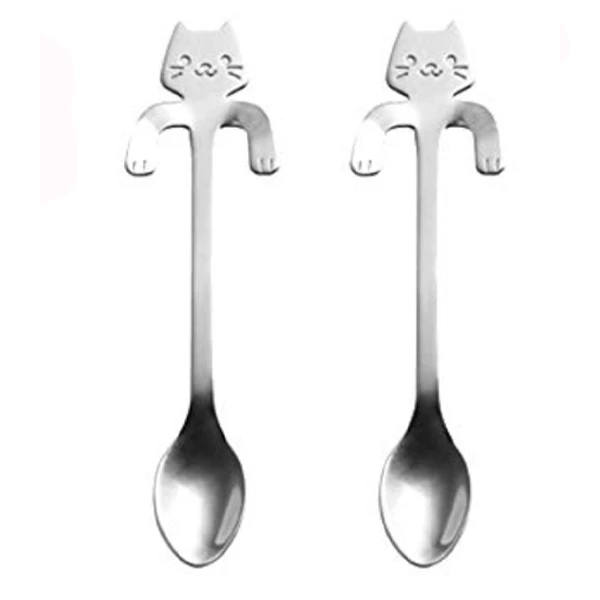 قاشق چای خوری طرح گربه بسته دو عددی