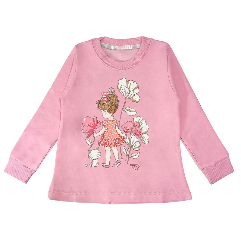 ست تی شرت و شلوار دخترانه مدل گل کد 3561 رنگ صورتی