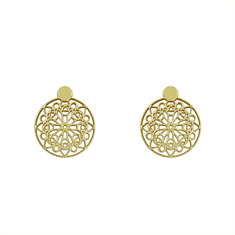 گوشواره طلا 18 عیار زنانه مدوپد مدل هندسی کد GA1-13492 - 2