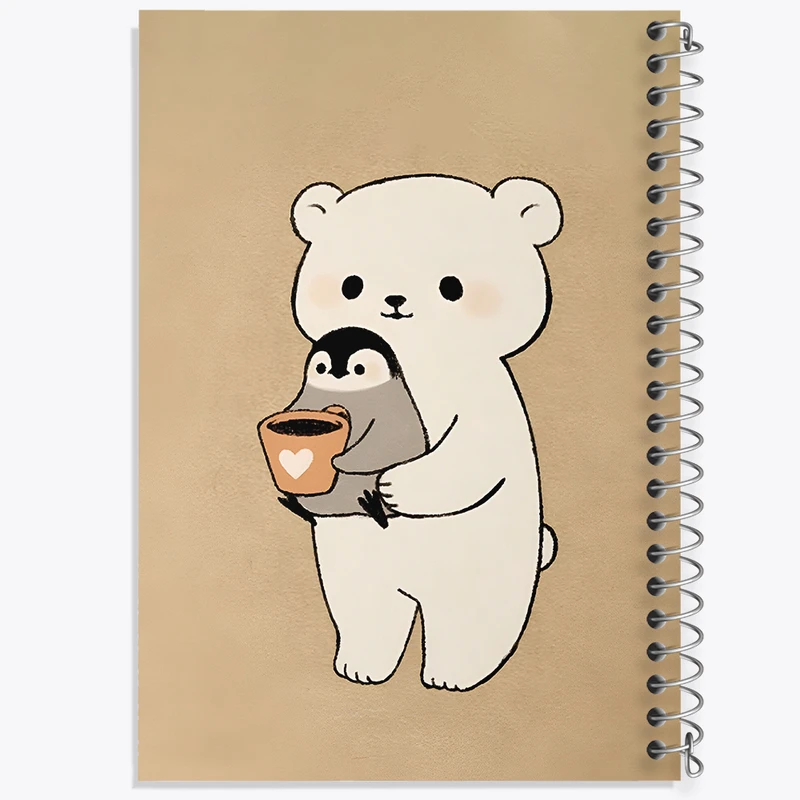 دفتر شطرنجی 50 برگ خندالو طرح خرس و پنگوئن کیوت کد N5298